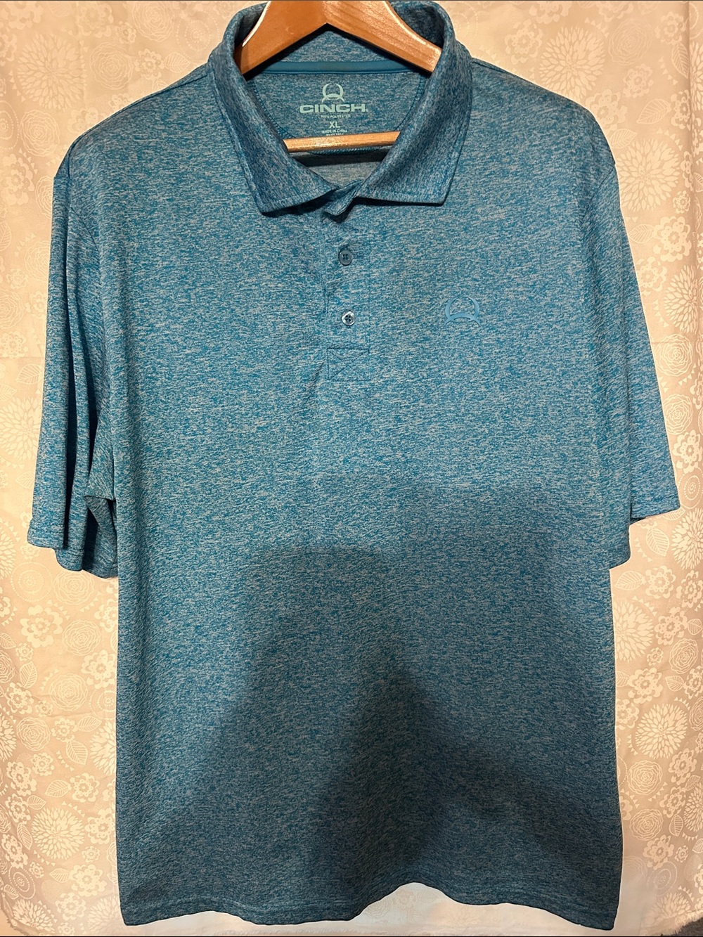 Cinch Men’s Heather Teal Performance Polo